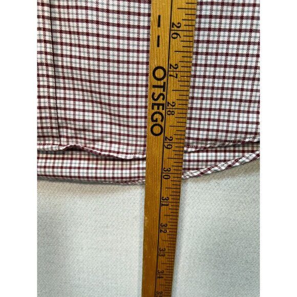LL Bean Mens Button Down Shirt Long Sleeve Stretch Sz 17-33 Burgundy White Plaid - Picture 10 of 13